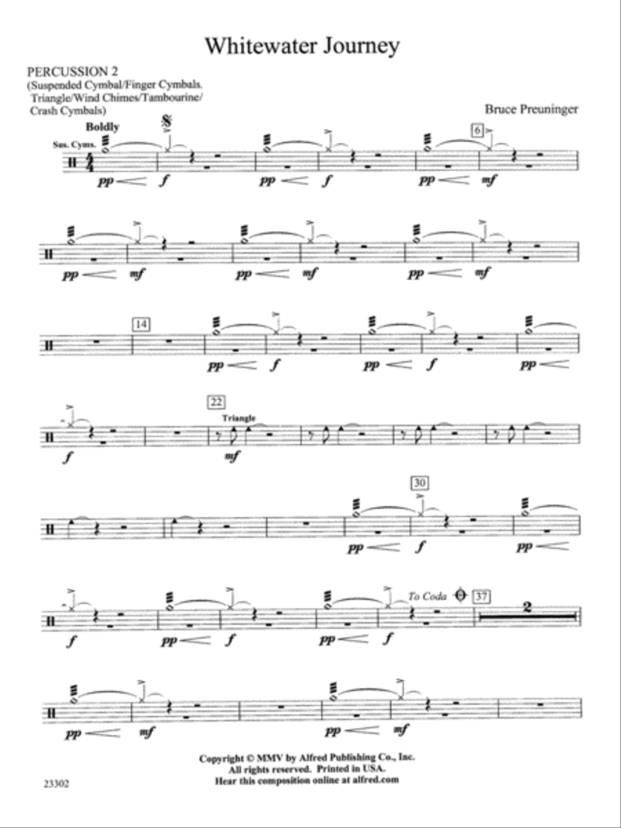White Water Journey: 2nd Percussion Concert Band scores gallery preview page 1