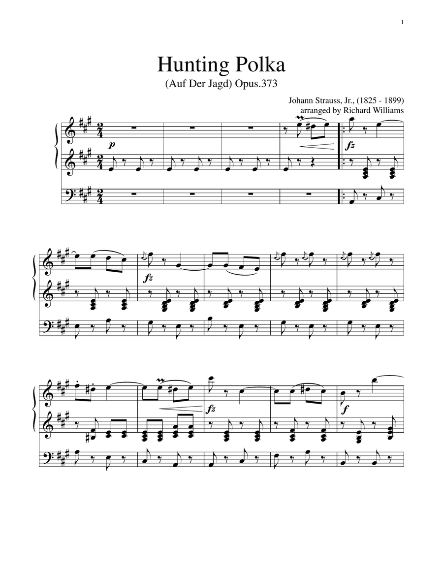 Hunting Polka (Auf Der Jagd) Organ Solo scores gallery preview page 1