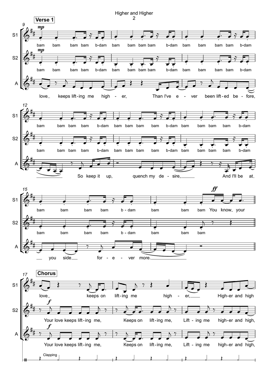 (your Love Has Lifted Me) Higher And Higher SSA scores gallery preview page 2