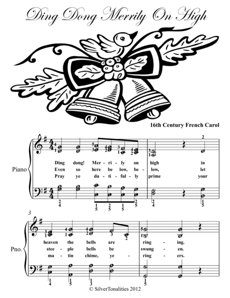 Ding Dong Merrily on High Elementary Piano Sheet Music