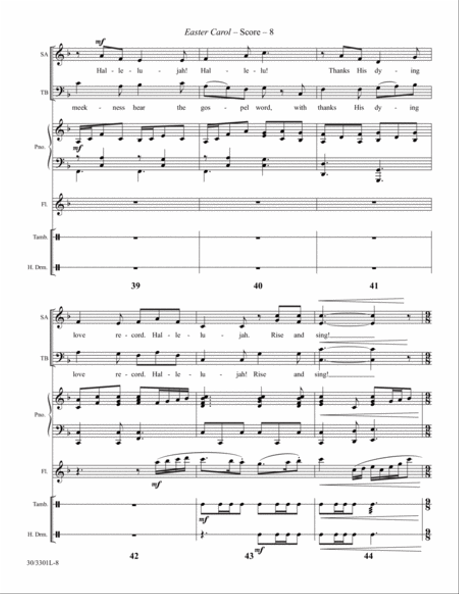 Easter Carol - Flute and Percussion Score and Parts Choir scores gallery preview page 9