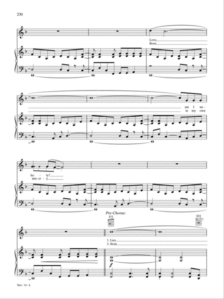Torn Piano, Vocal, Guitar scores gallery preview page 3