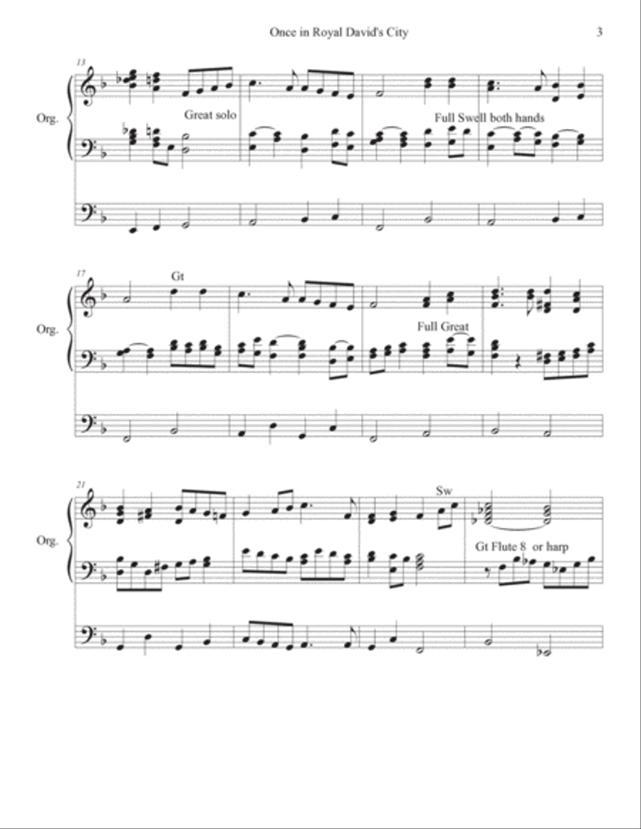 Once in Royal Davids City ORGAN SOLO Once in Royal Davids City ORGAN SOLO Organ Solo scores gallery preview page 3