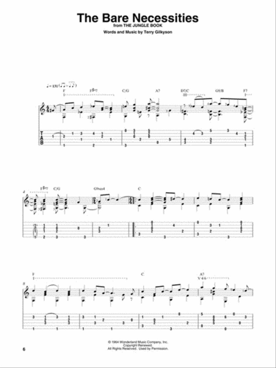 Disney Songs for Fingerstyle Guitar Fingerpicking Guitar scores gallery preview page 3