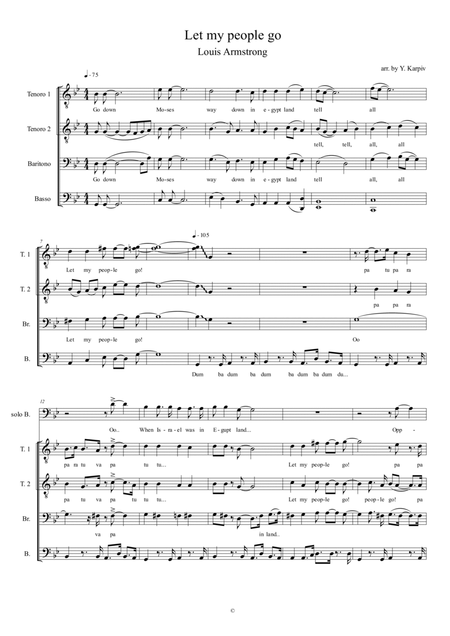 Go Down, Moses (Let my People Go) TTBB scores gallery preview page 1