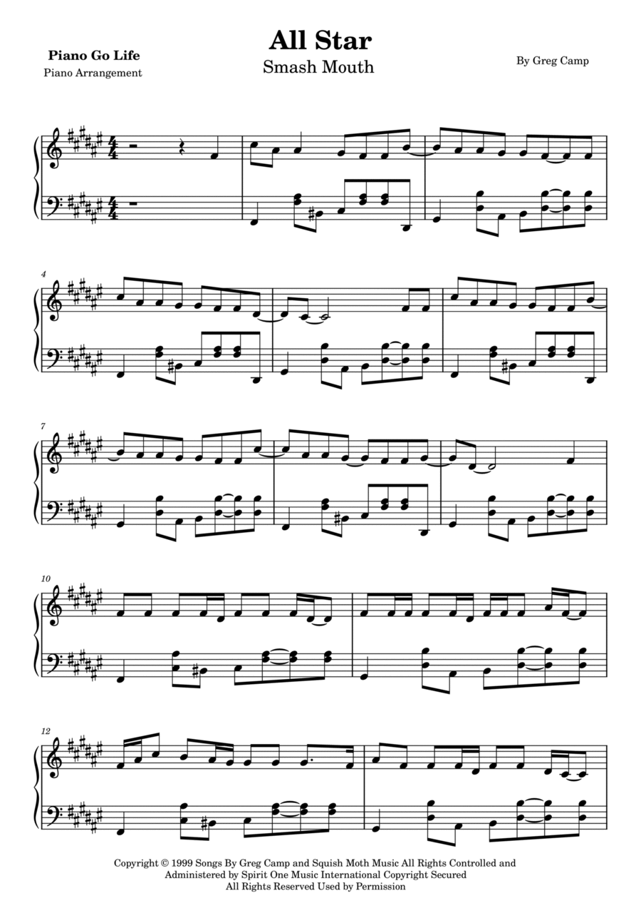 All Star Piano Solo scores gallery preview page 1