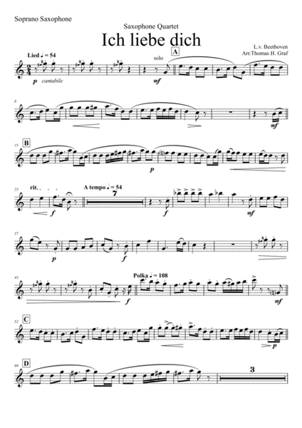 Ich liebe dich - Beethoven goes Polka - Saxophone Quartet SATB image number null
