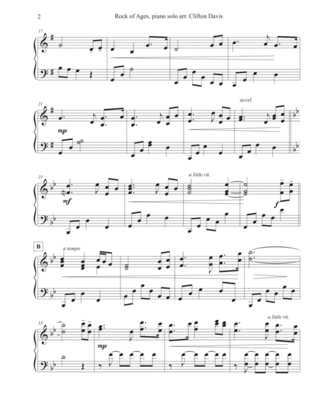 Rock of Ages (hymn arrangement for intermediate piano by Clifton Davis Davis) image number null