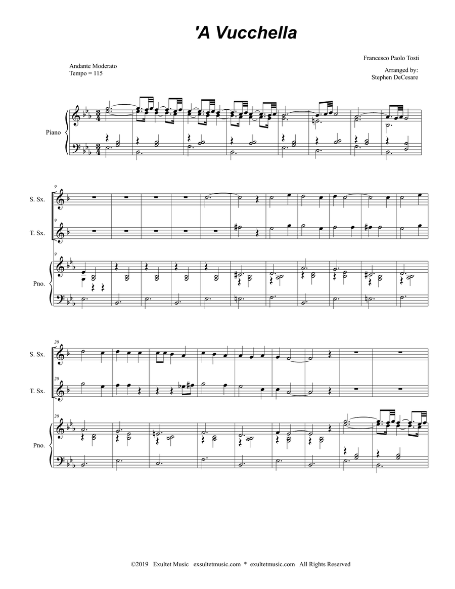 A Vucchella (Duet for Soprano and Tenor Saxophone) Woodwind Duet scores gallery preview page 2