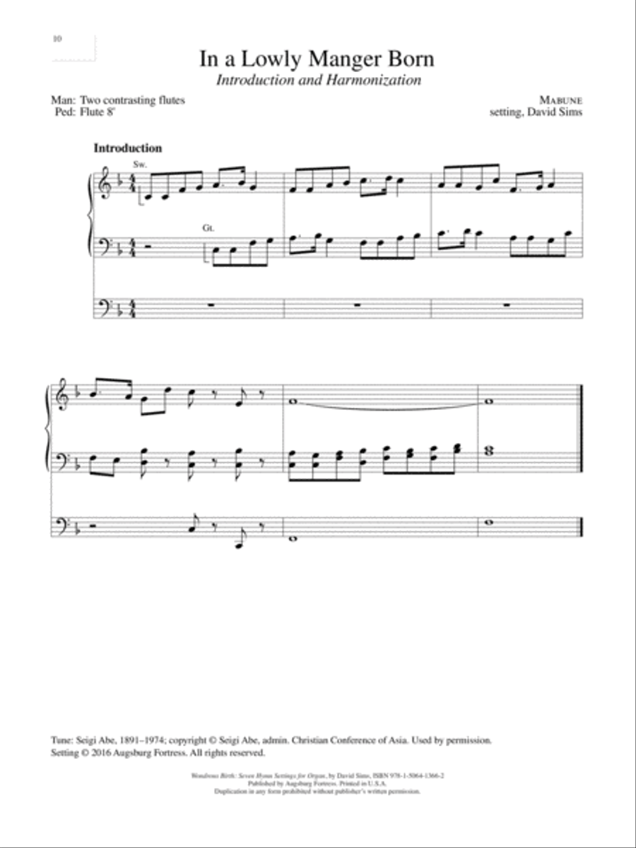 Wondrous Birth Seven Hymn Settings for Organ Organ Solo scores gallery preview page 11