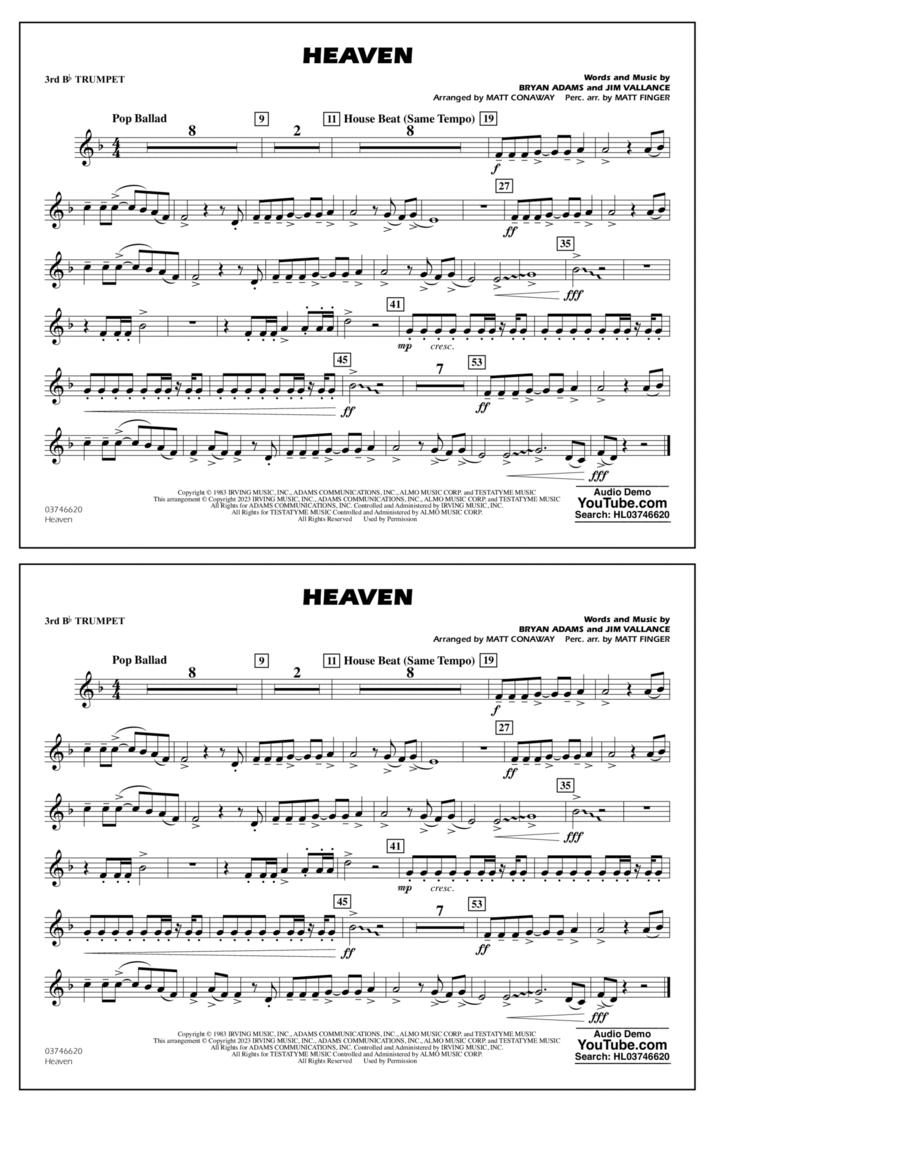 Heaven (arr. Conaway & Finger) - 3rd Bb Trumpet
