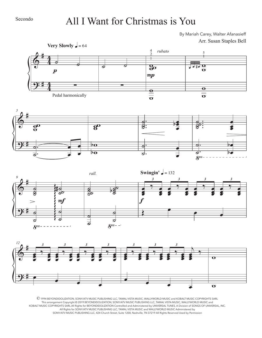 All I Want For Christmas Is You 1 Piano, 4-Hands scores gallery preview page 2
