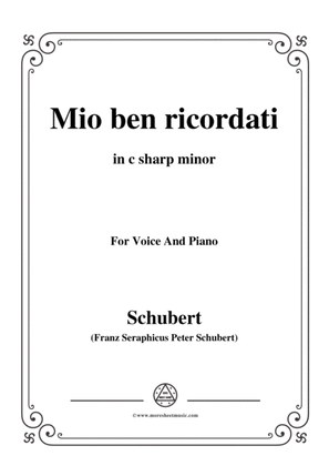 Book cover for Schubert-Mio ben ricordati,in c sharp minor,for Voice&Piano