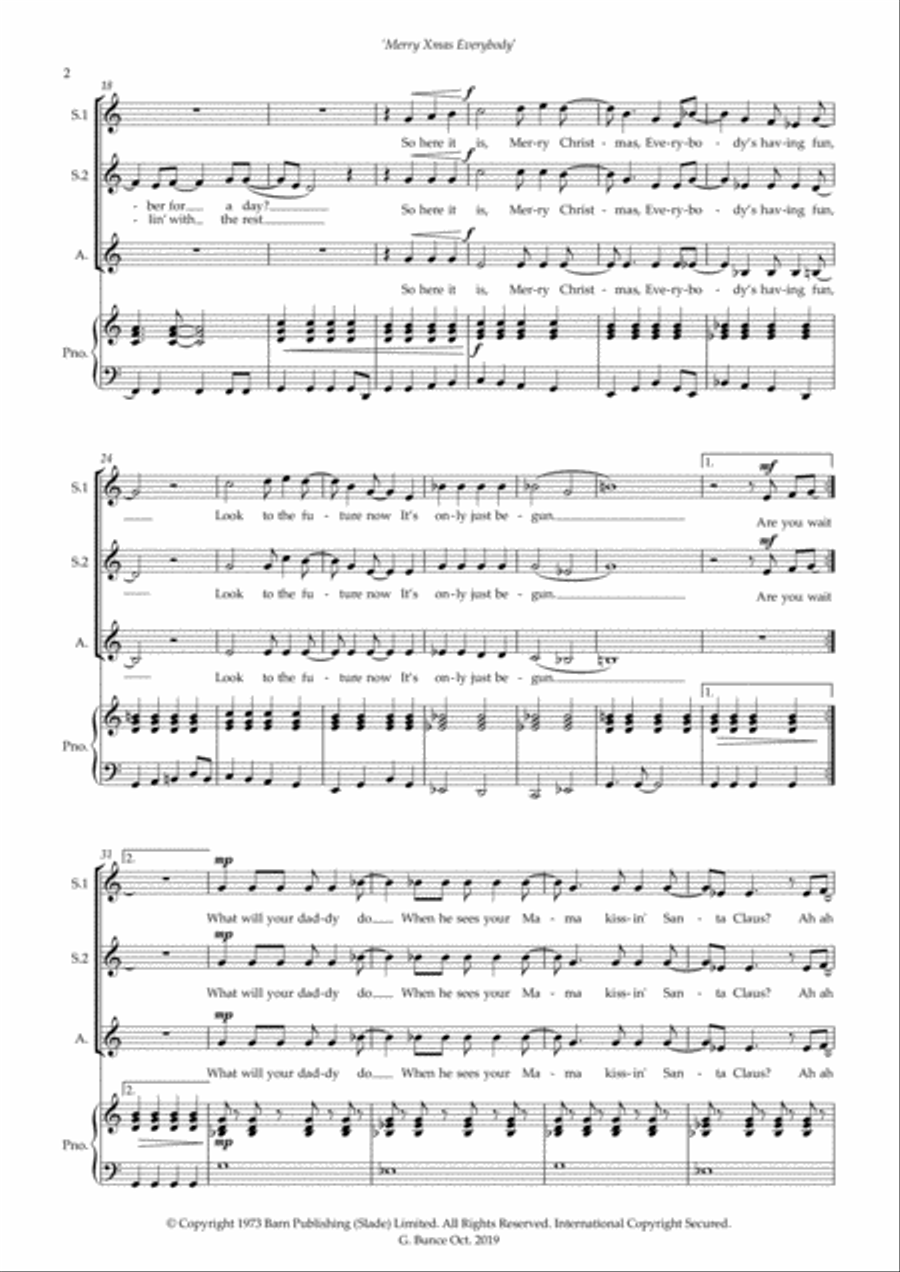 Merry Xmas Everybody Merry Xmas Everybody SSA scores gallery preview page 2