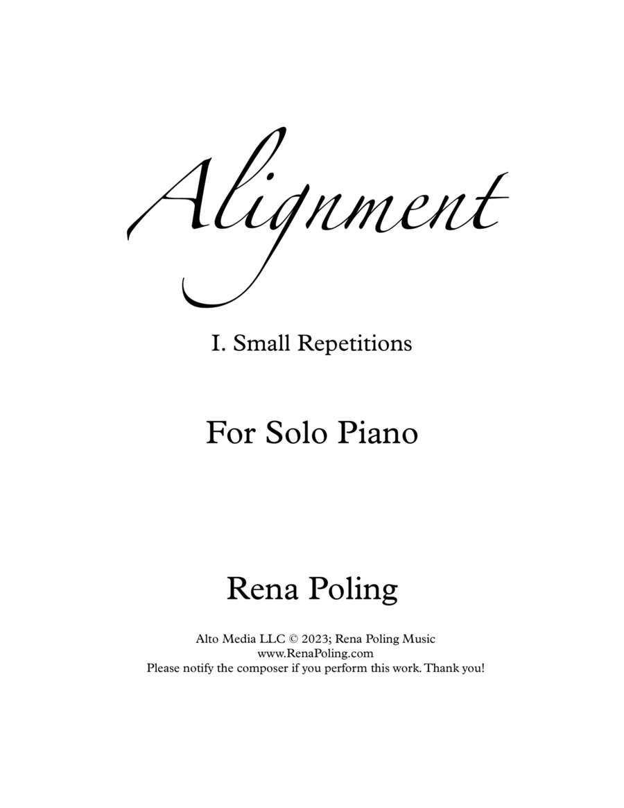 Alignment: Small Repetitions Chamber Music scores gallery preview page 1