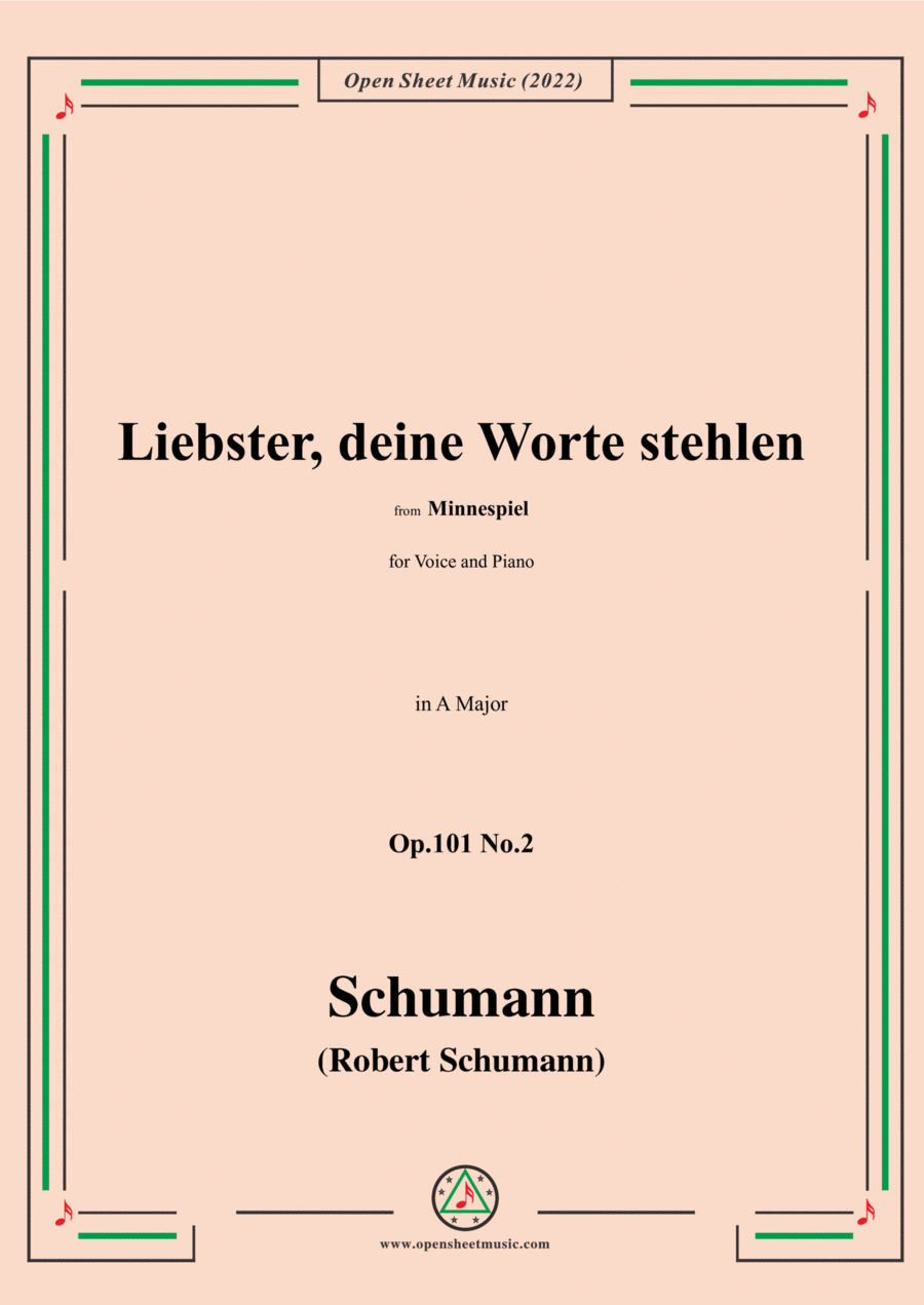 Schumann-Liebster,deine Worte stehlen,Op.101 No.2,in A Major Voice scores gallery preview page 1