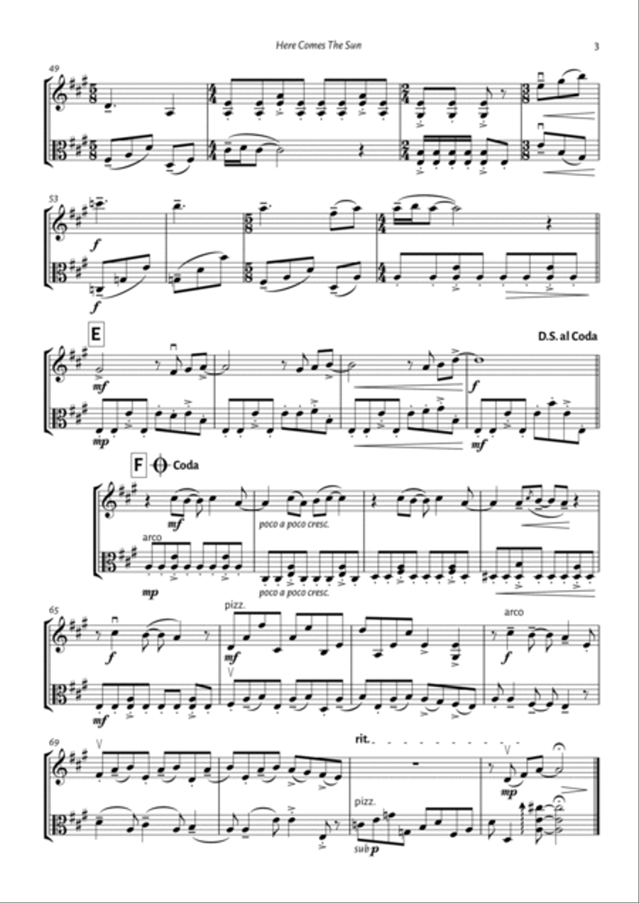 Here Comes The Sun String Duet scores gallery preview page 3