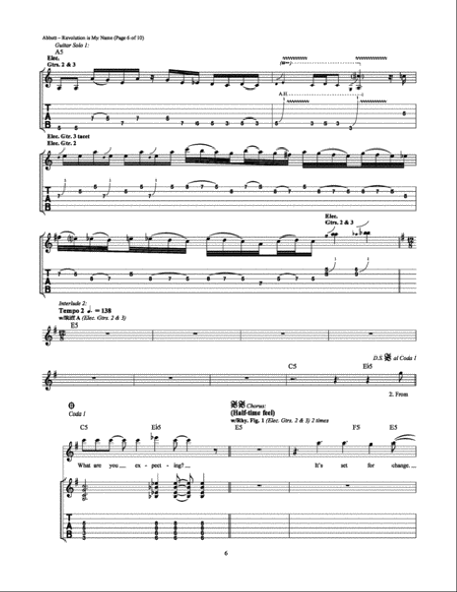 Revolution Is My Name Electric Guitar scores gallery preview page 6