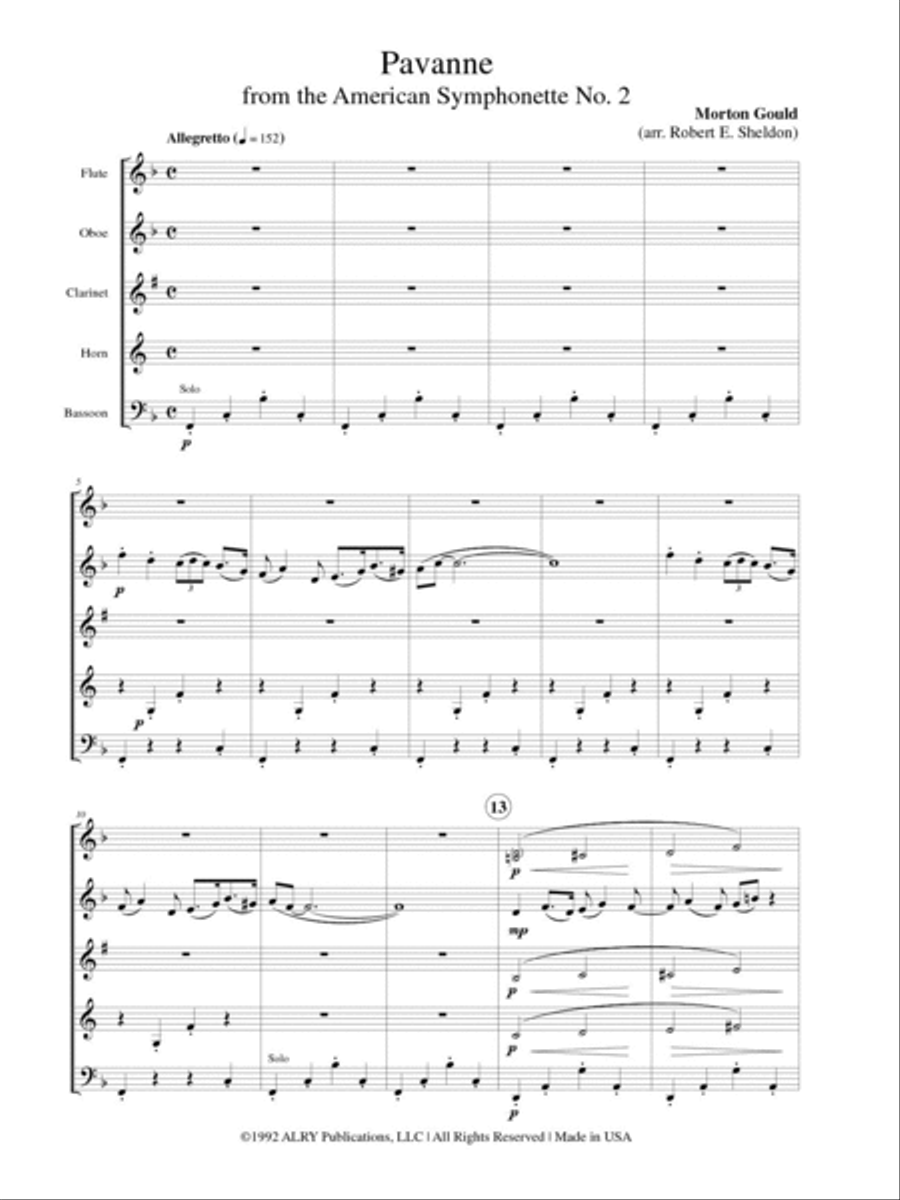 Pavanne from American Symphonette No. 2 for Wind Quintet Woodwind Quintet scores gallery preview page 2