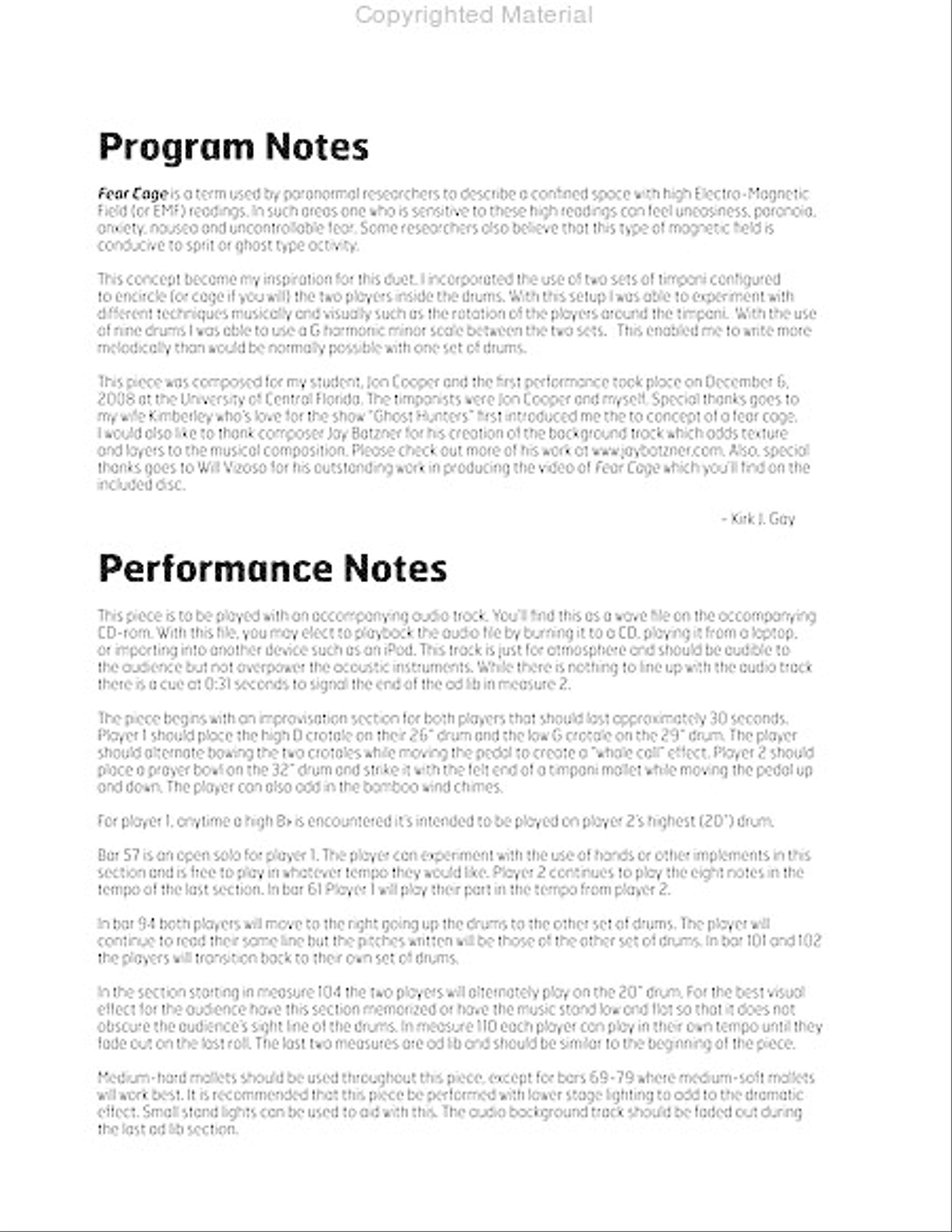 Fear Cage Percussion scores gallery preview page 3
