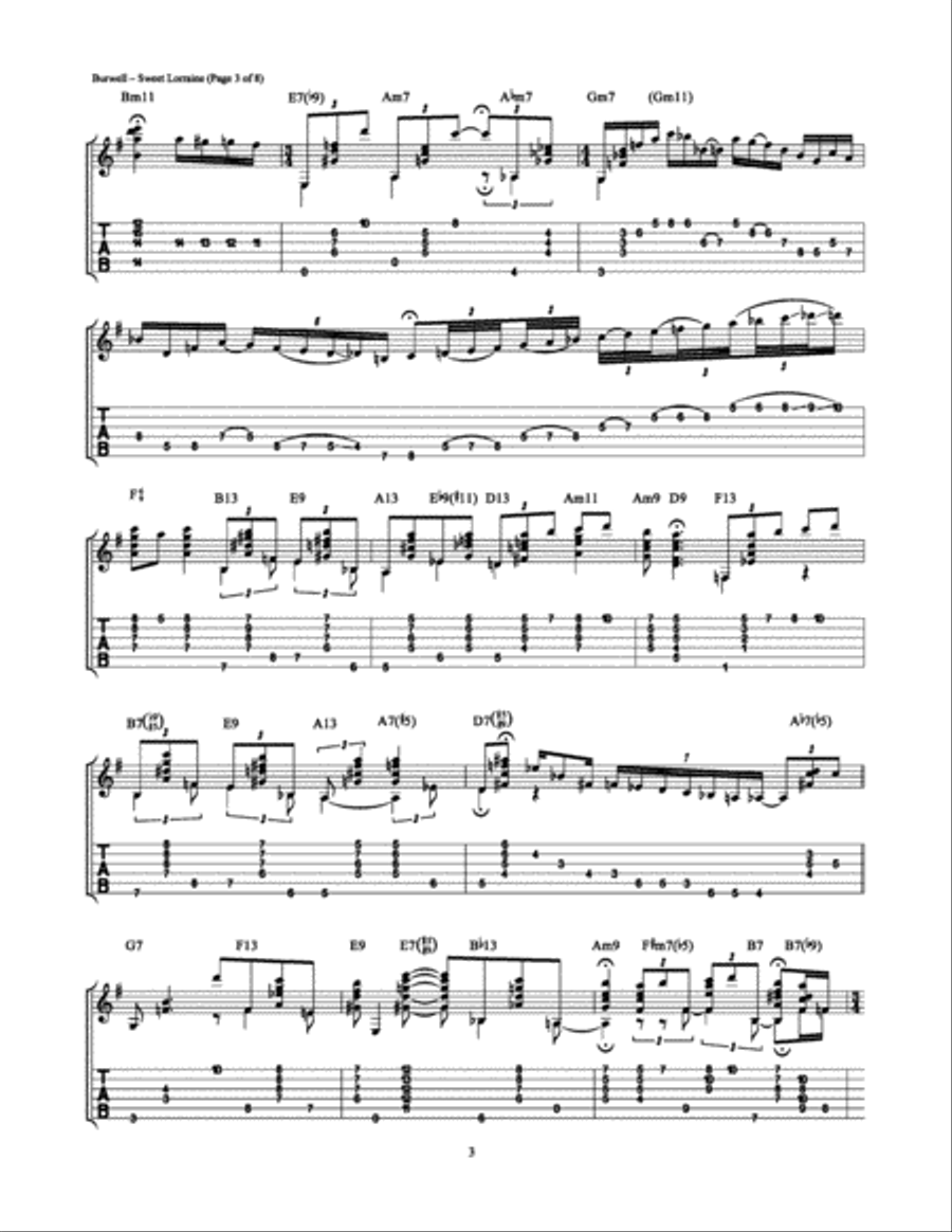Sweet Lorraine Electric Guitar scores gallery preview page 3