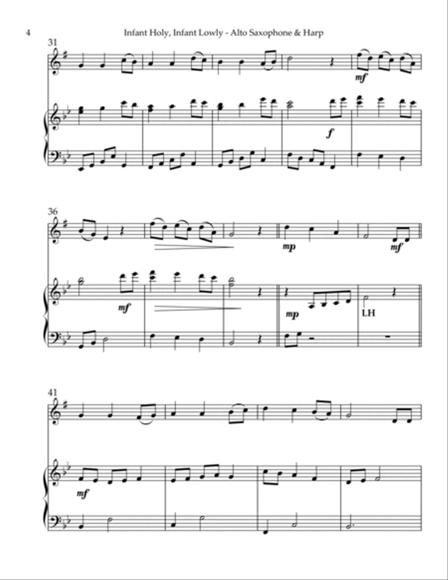 Infant Holy, Infant Lowly, Duet for Eb Alto Saxophone & Harp