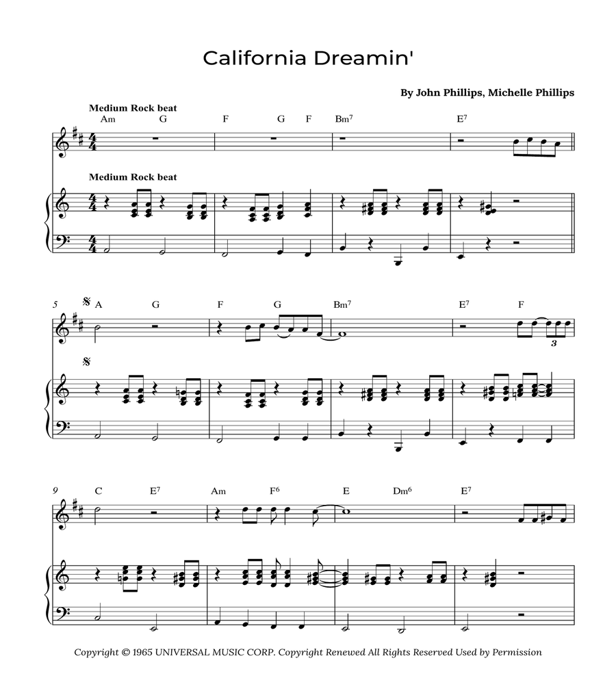 California Dreamin' B-Flat Clarinet scores gallery preview page 1