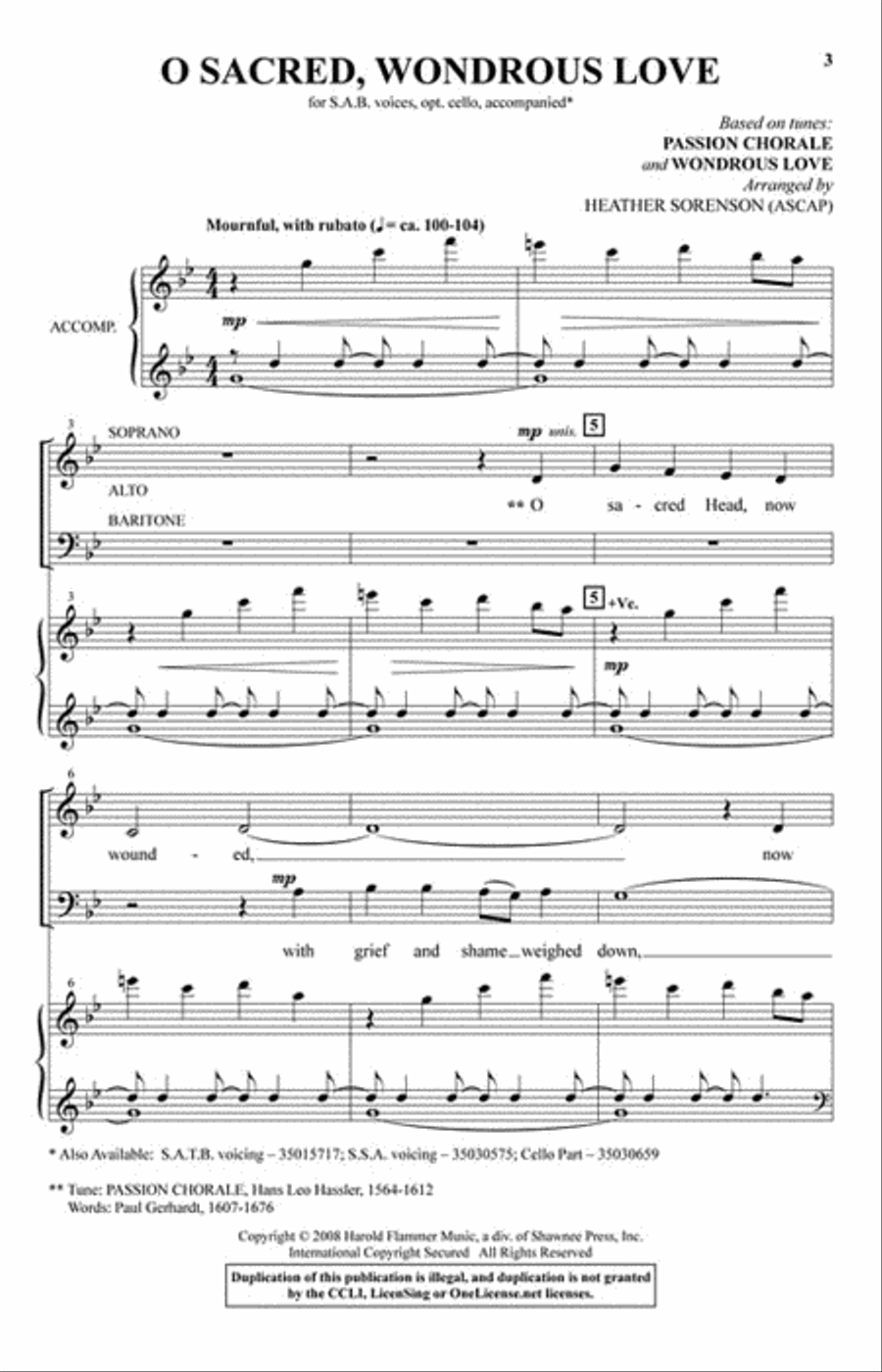 O Sacred, Wondrous Love O Sacred, Wondrous Love 3-Part scores gallery preview page 2