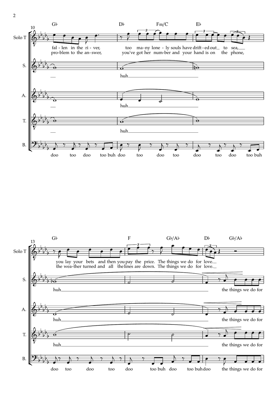 Things We Do For Love 4-Part scores gallery preview page 2