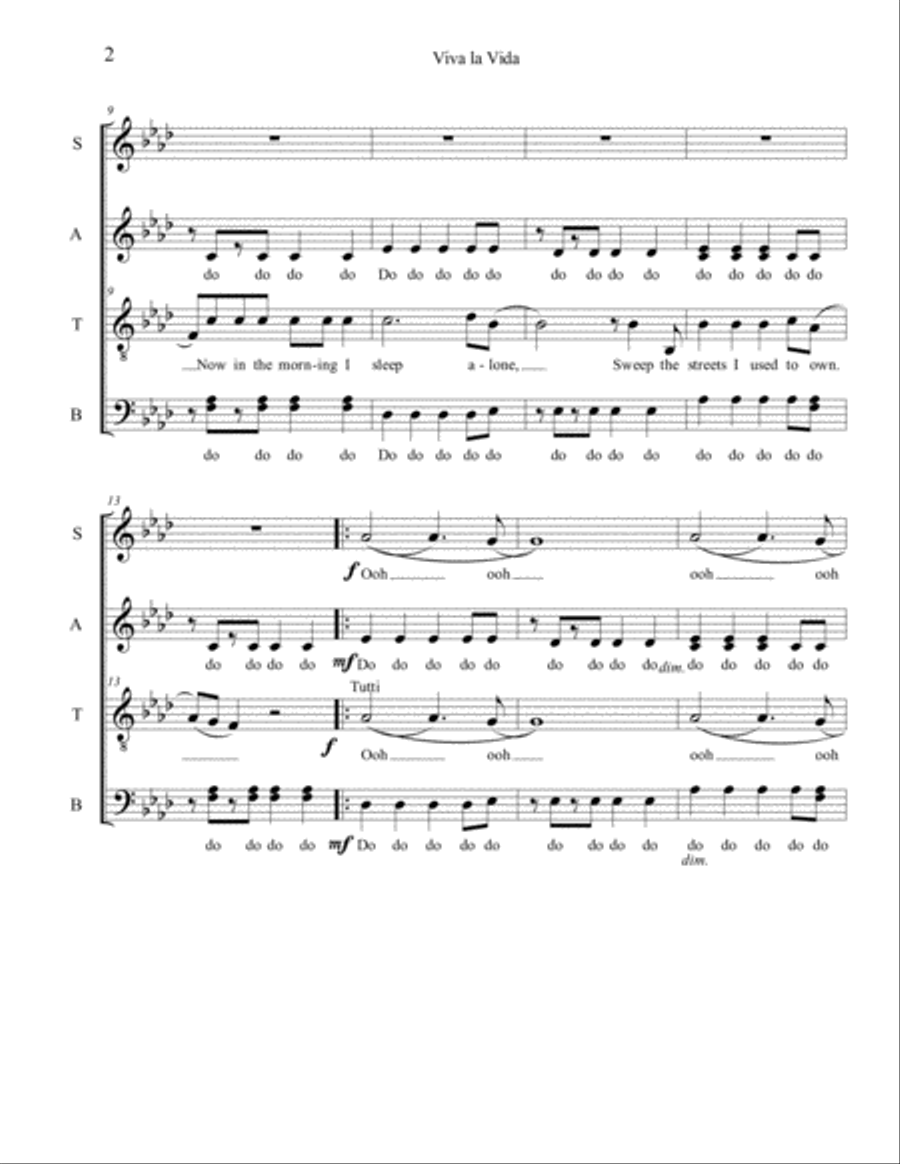 Viva La Vida Viva La Vida 4-Part scores gallery preview page 3