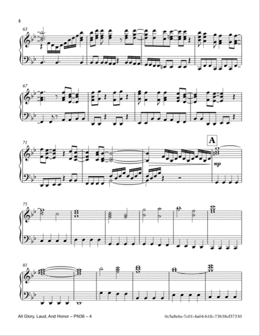 All Glory, Laud And Honor Piano Solo scores gallery preview page 4