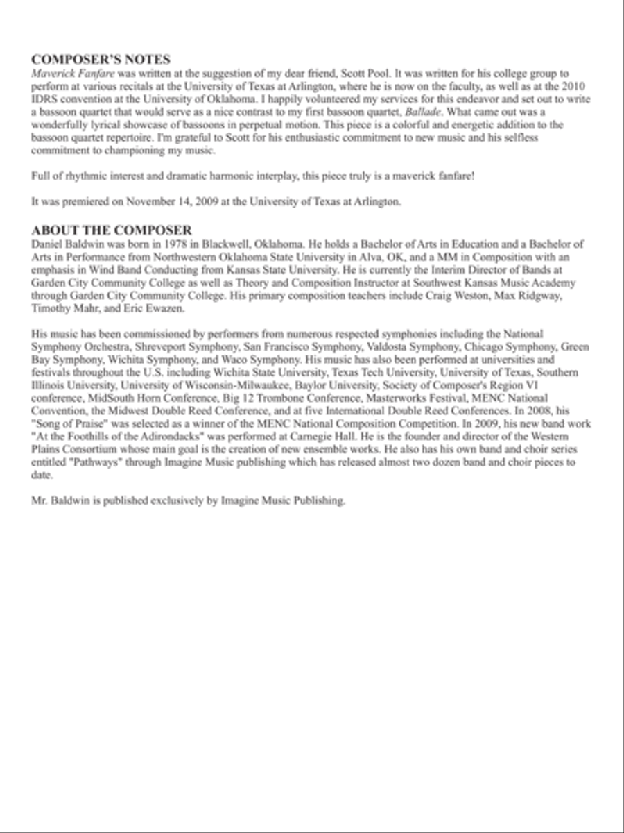 Maverick Fanfare Maverick Fanfare Bassoon Quartet scores gallery preview page 2