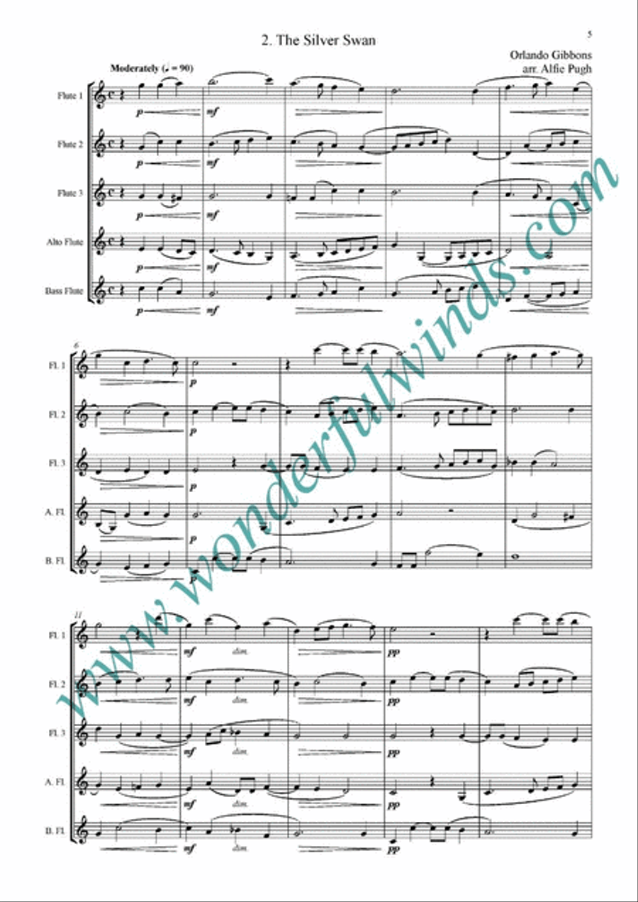Three English Madrigals Flute scores gallery preview page 3