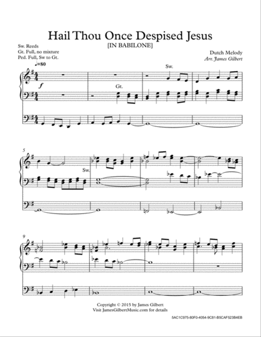 Hail Thou Once Despised Jesus Organ Solo scores gallery preview page 2