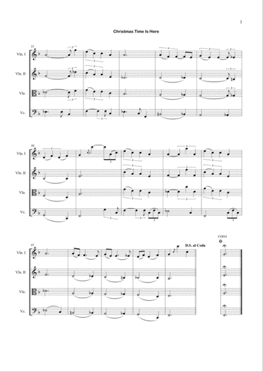 Christmas Time Is Here String Quartet scores gallery preview page 4