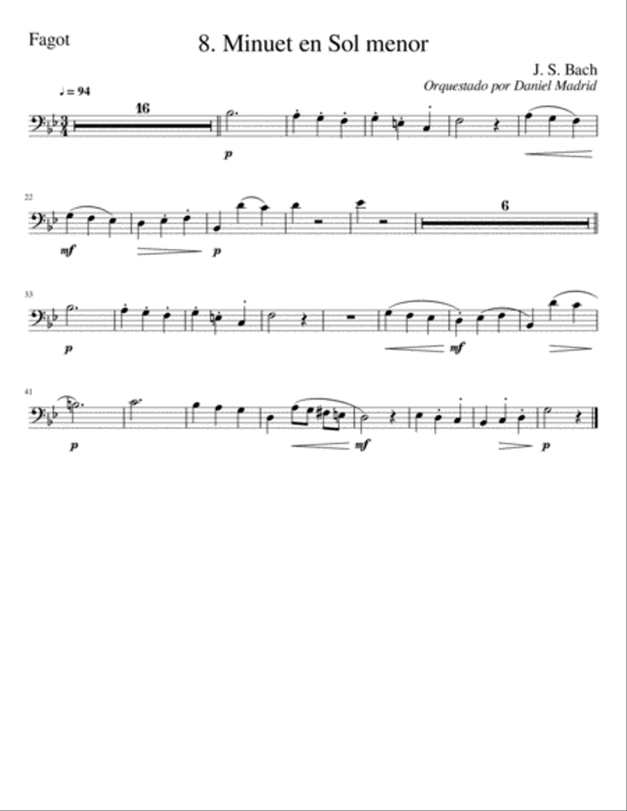 Minuet in G minor from the Note-Book of Anna Magdalene Bach Small Ensemble scores gallery preview page 6