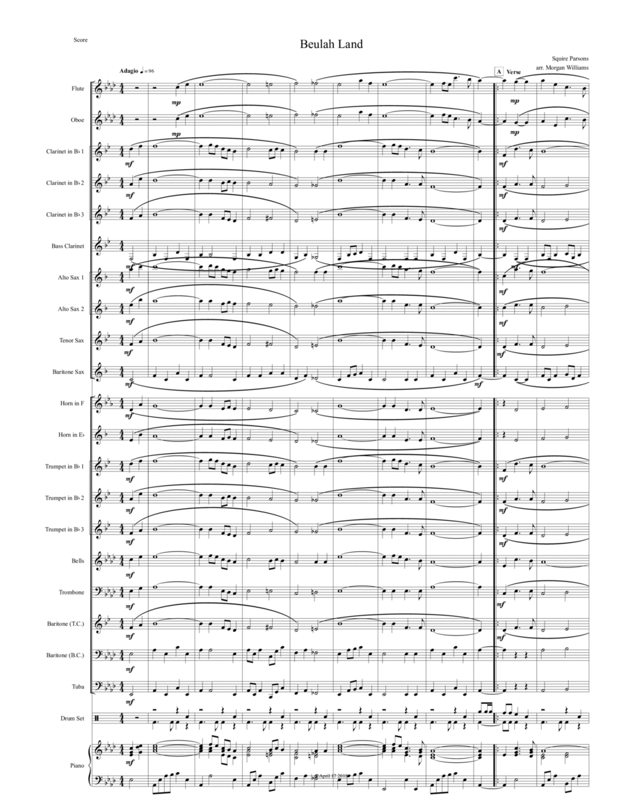 Beulah Land Concert Band scores gallery preview page 1