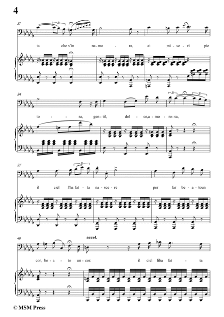 Donizetti-Bella siccome un angelo in D flat Major, for Voice and Piano Voice Solo scores gallery preview page 6