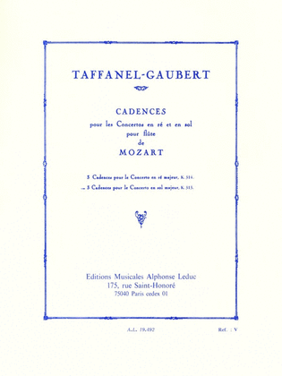 Book cover for 3 Cadences for Mozart's Flute Concerto in G Major
