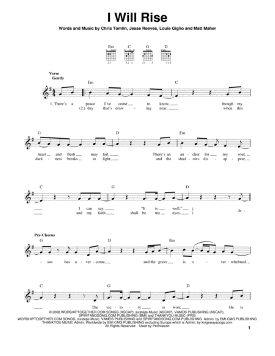 I Will Rise Acoustic Guitar scores gallery preview page 1