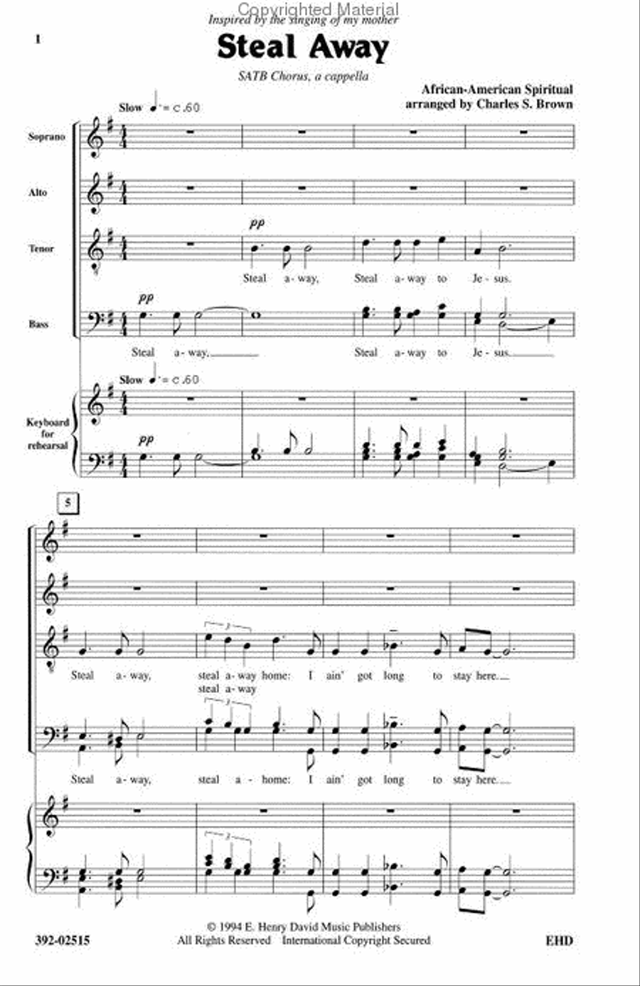 Steal Away 4-Part scores gallery preview page 2