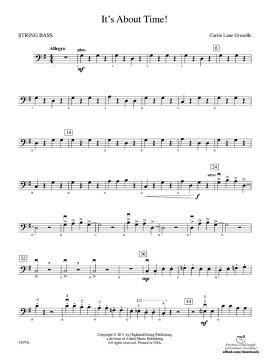 It's About Time!: String Bass String Orchestra scores gallery preview page 1