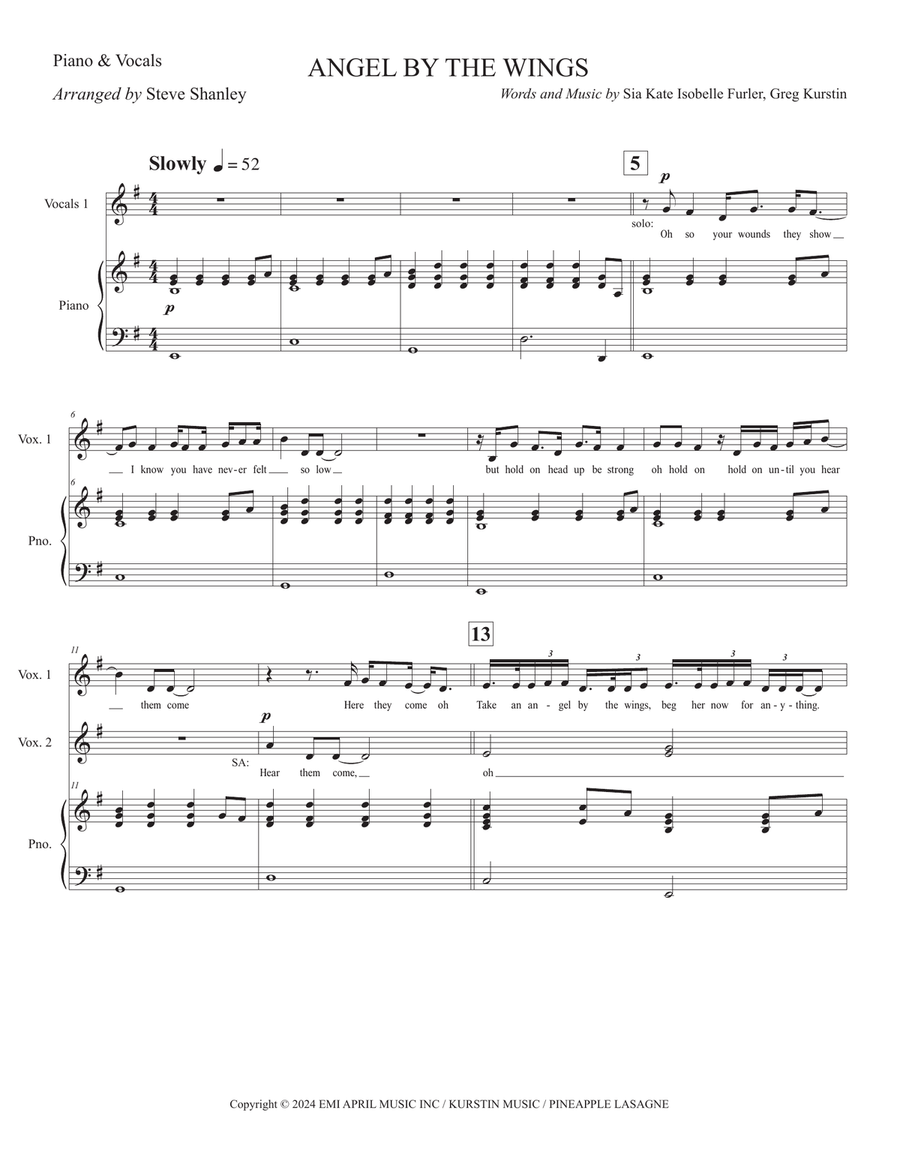 Mtg Da Sia - Angel By The Wings SSA scores gallery preview page 6