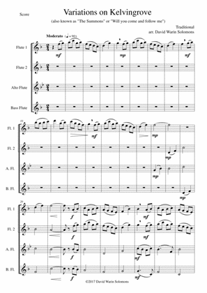 Book cover for Variations on Kelvingrove for flute quartet