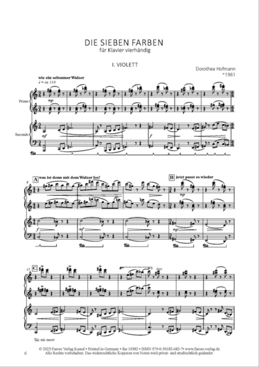 Die sieben Farben für Klavier zu vier Händen (Seven colors for piano with four hands Piano Duet scores gallery preview page 2