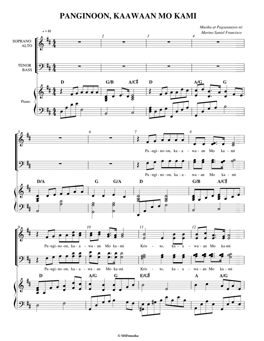 Panginoon Kaawaan Mo Kami Choir scores gallery preview page 1