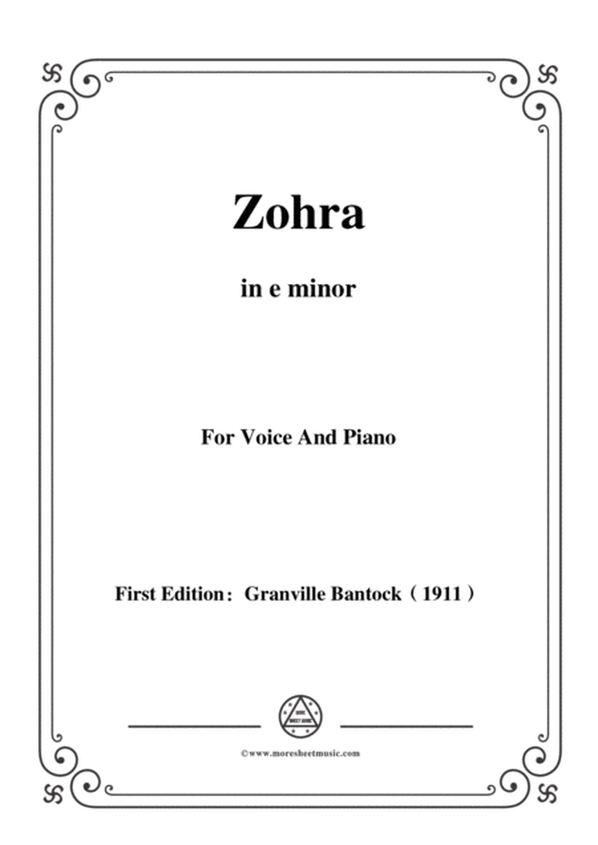 Bantock-Folksong,Zohra,in e minor,for Voice and Piano image number null
