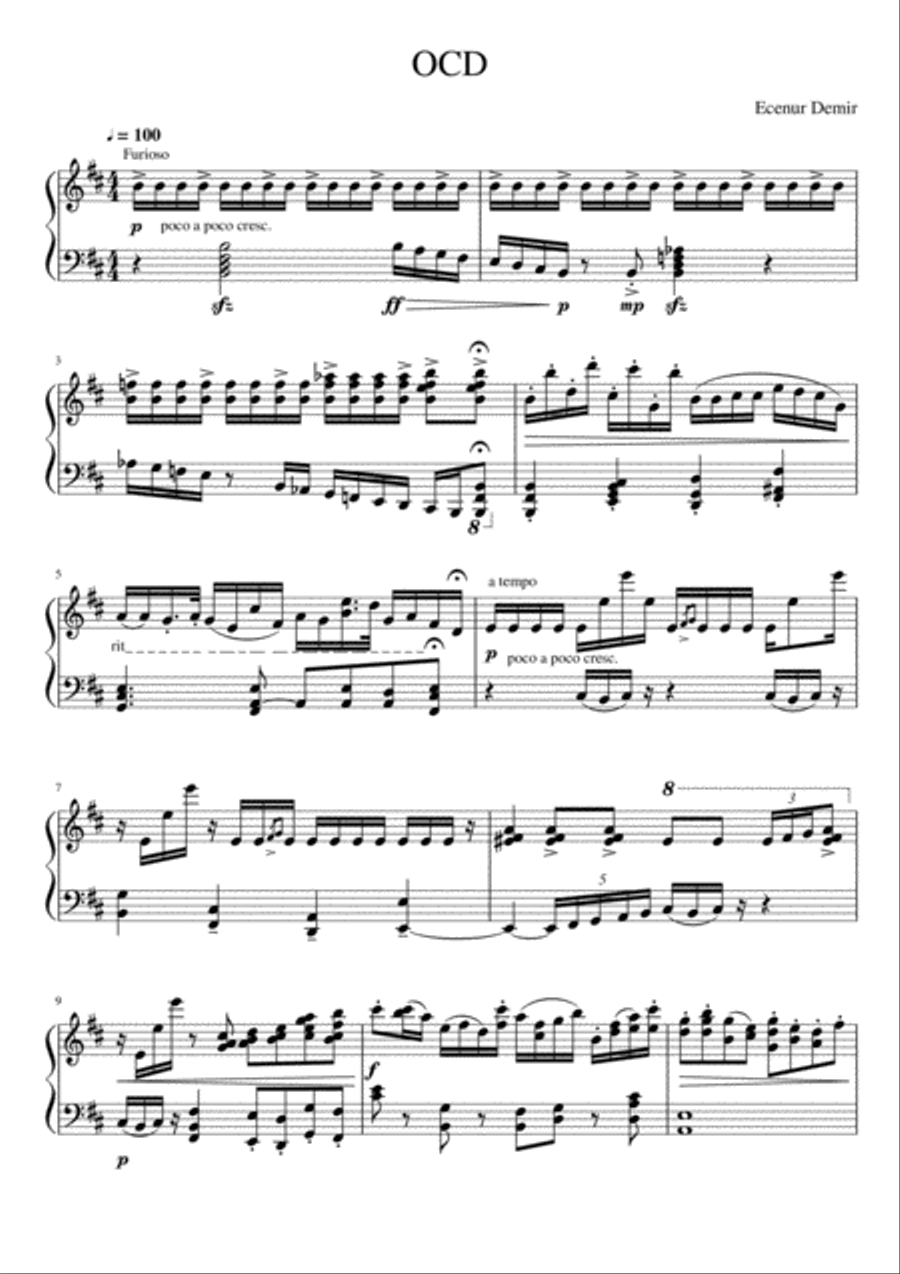 OCD OCD Piano Solo scores gallery preview page 1