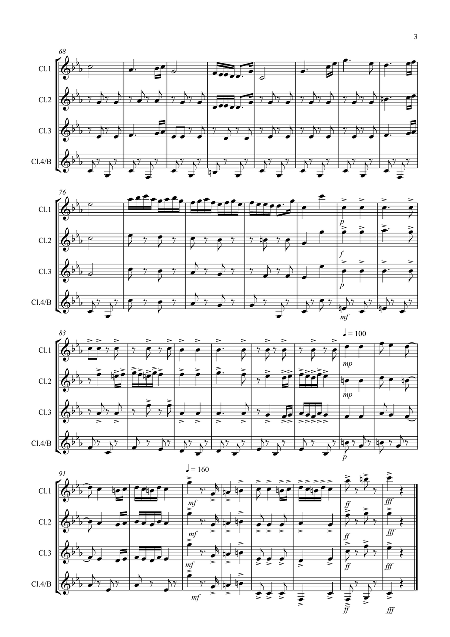 Hungarian Dance No.5 for Clarinet Quartet Clarinet Quartet scores gallery preview page 3