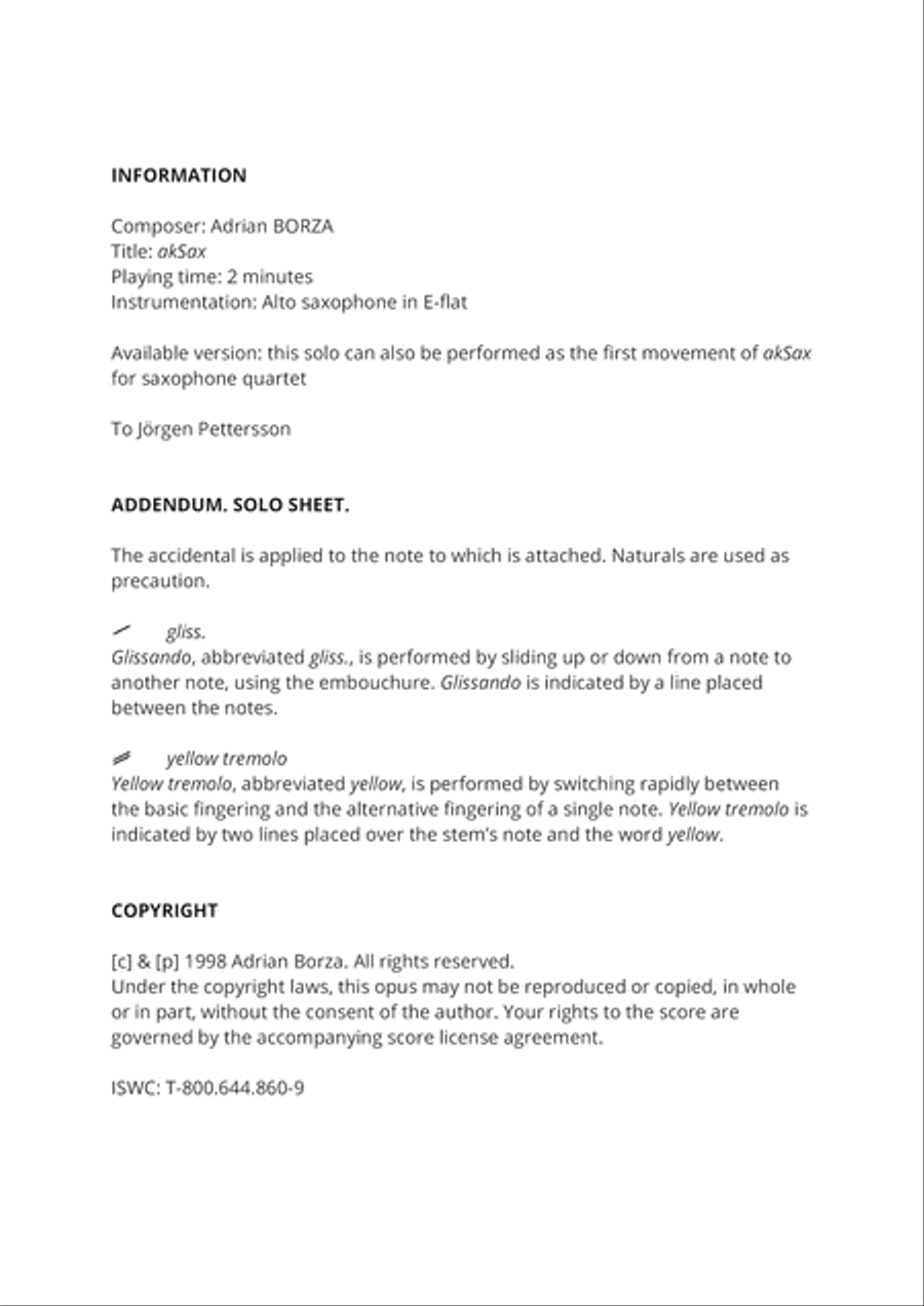 akSax (for Alto Saxophone)